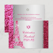 PixDezines nep glans eiffel/mitzvah viering Kaart (Voorkant / Achterkant)
