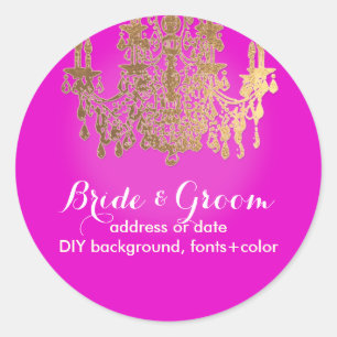 PixDezines nep gouden kristallen kroonluchter/DIY  Ronde Sticker