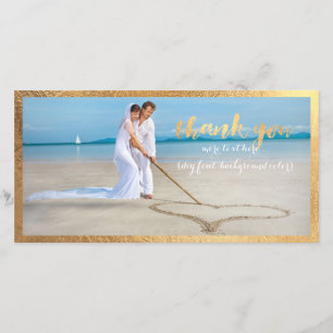 PixDezines nep gouden lijst/thank you trouwfoto Bedankkaart