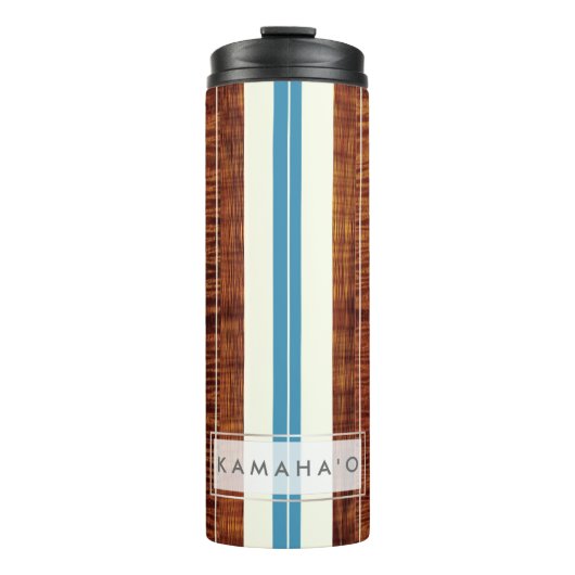 PixDezines nep Koa hout longboard Thermosbeker (Voorkant)