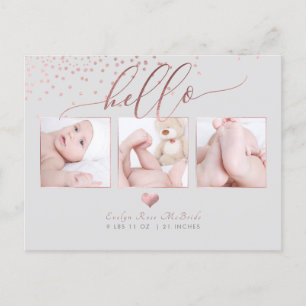 PixDezines Nep Rose Goud Confetti/Geboorte Aankond Aankondigingskaart