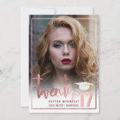 PixDezines Nep-rose goud/Marmer Afstuderen Kaart (Voorkant)