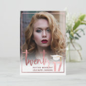 PixDezines Nep-rose goud/Marmer Afstuderen Kaart (Staand voorkant)