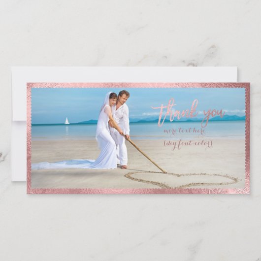 PixDezines Nep-Roségoud Scallop lijst/hartelijk da Bedankkaart (Voorkant)