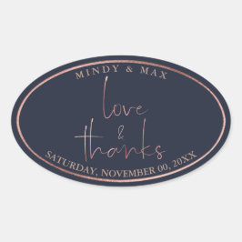 PixDezines NEP ROZE GOUD LOVE+THANKS|DIY KLEUR Ovale Sticker