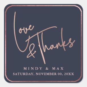 PixDezines NEP ROZE GOUD LOVE+THANKS DIY KLEUR Vierkante Sticker