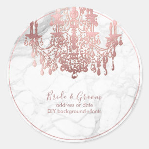 PixDezines Nep-roze gouden kroonluchter van marmer Ronde Sticker