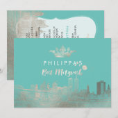 PixDezines Nep Zilver NYC/Mitzvah/DIYkleur Kaart (Voorkant / Achterkant)