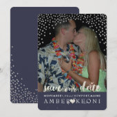 PixDezines Nep Zilveren Confetti/Hart/Save Date Save The Date (Voorkant / Achterkant)