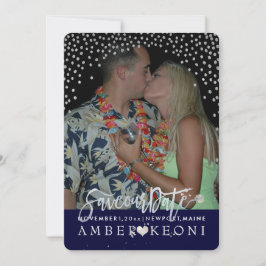 PixDezines Nep Zilveren Confetti/Hart/Save Date Save The Date