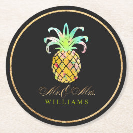 PixDezines Nepgoud/Ananas Ronde Kartonnen Onderzetter