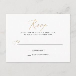 PixDezines Nepgoud Elegante Calligraphy RSVP Uitnodiging Briefkaart