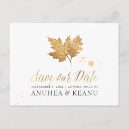 PixDezines Nepgoud Herfstloof/Save our Date Aankondigingskaart