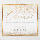 PixDezines Nepgoud Luxe Script Proost+Confetti Sparkling Wijnetiket (Enkel label)