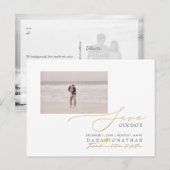 PixDezines Nepgoud Save the Date Luxe Script Pos Briefkaart (Voorkant / Achterkant)