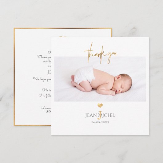 PixDezines Nepgouden Monogram Bedankt Kaart (Voorkant / Achterkant)