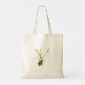 PixDezines Nepgouden Monogram Tropisch Lofwerk Tote Bag (Achterkant)