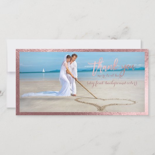 PixDezines neprej rose goud/dank je wel trouwfoto Bedankkaart (Voorkant)