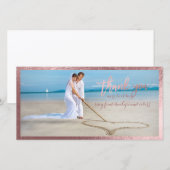 PixDezines neprej rose goud/dank je wel trouwfoto Bedankkaart (Voorkant / Achterkant)