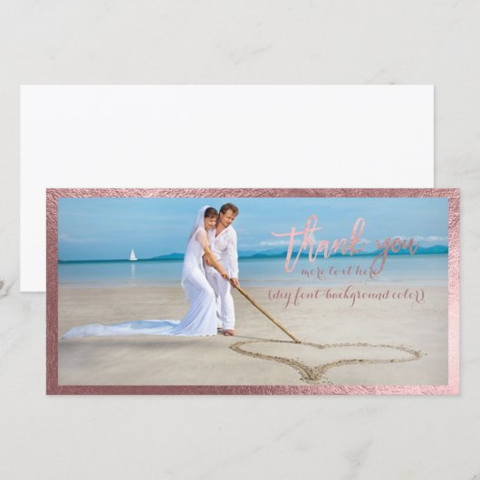 PixDezines neprej rose goud/dank je wel trouwfoto Bedankkaart (Voorkant / Achterkant)