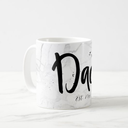 PixDezines NIEUW DAD Marble+Modern Script Koffiemok (Voorkant links)