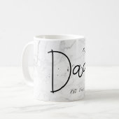 PixDezines NIEUWE VADER Marmer+Moderne Script Koffiemok (Voorkant links)