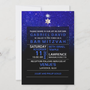 PixDezines Night Sky/Blue/typografie/bar mitzvah Kaart