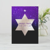 PixDezines Night Sky/Paars/typografie/bar mitzvah Kaart (Staand voorkant)