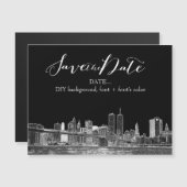 PixDezines NYC Sketched Cityscape Magnetische Uitnodiging (Voorkant / Achterkant)