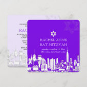 PixDezines NYC skyline/bat mitzvah Kaart (Voorkant / Achterkant)