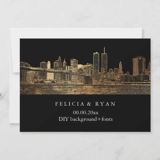 PixDezines NYC Skyline/Faux Gold/DIY Achtergrond Kaart (Voorkant)