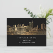 PixDezines NYC Skyline/Faux Gold/DIY Achtergrond Kaart (Staand voorkant)