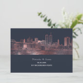 PixDezines NYC Skyline/Faux Roos Gold/DIY Navy Kaart (Staand voorkant)