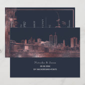 PixDezines NYC Skyline/Faux Roos Gold/DIY Navy Kaart (Voorkant / Achterkant)