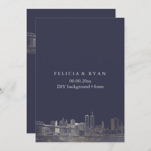 PixDezines NYC Skyline/Faux Silver/DIY Achtergrond Kaart (Voorkant / Achterkant)