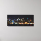 PixDezines NYC Skyline/Manhattan/Nachtverlichting Canvas Afdruk (Voorkant)