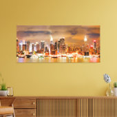PixDezines NYC Skyline/Manhattan/Nachtverlichting Canvas Afdruk (Insitu (Woonkamer))