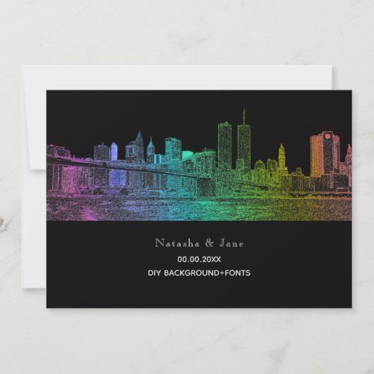 PixDezines NYC Skyline/Rainbow Colors Kaart (Voorkant)