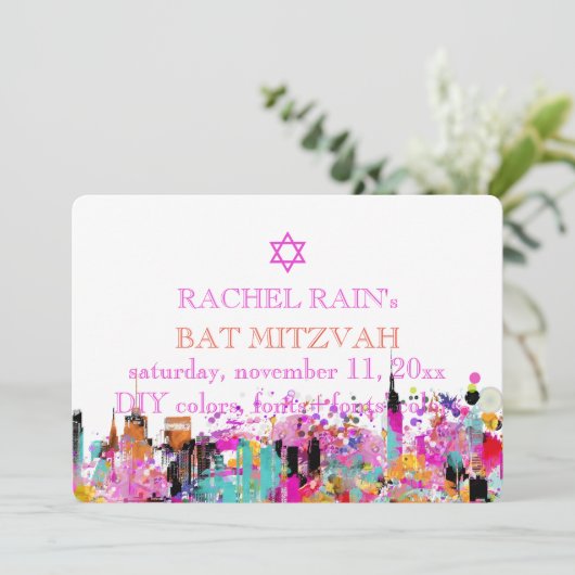 PixDezines NYC urban/bat mitzvah Kaart (Staand voorkant)