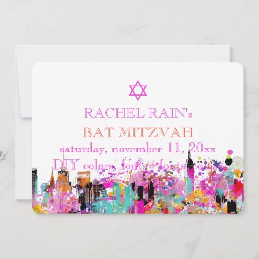 PixDezines NYC urban/bat mitzvah Kaart (Voorkant)
