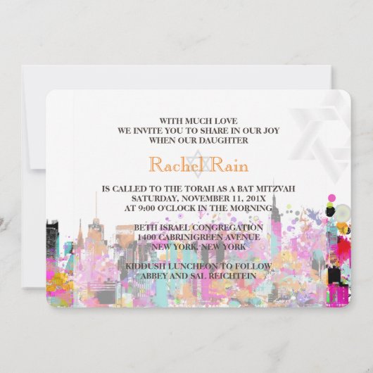 PixDezines NYC urban/bat mitzvah Kaart (Achterkant)