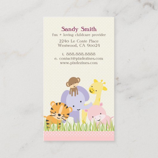 PixDezines Oerwoud Fun Daycare Visitekaartje (Achterkant)
