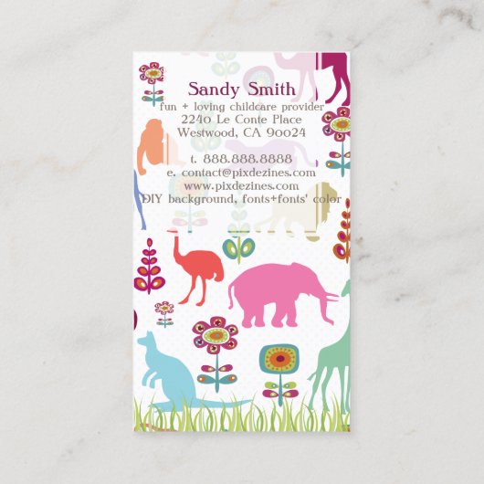 PixDezines Oerwoud Fun Daycare Visitekaartje (Achterkant)