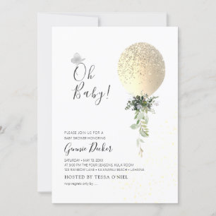 PixDezines Oh Baby Balloon Baby shower Kaart