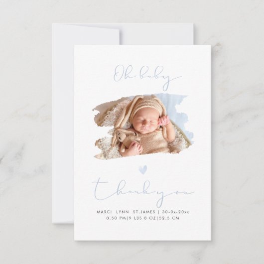 PixDezines Oh Baby shower Dank u + Aankondiging (Voorkant)