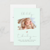 PixDezines Oh Baby shower Dank u DIY Kleur Mint Bedankkaart (Voorkant / Achterkant)