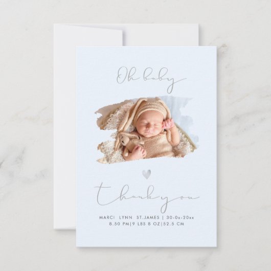 PixDezines Oh Baby shower Dank u voor uw DIY kleur Bedankkaart (Voorkant)