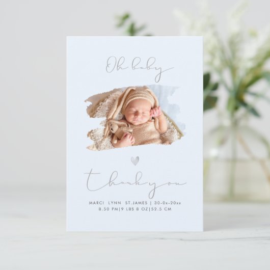 PixDezines Oh Baby shower Dank u voor uw DIY kleur Bedankkaart (Staand voorkant)