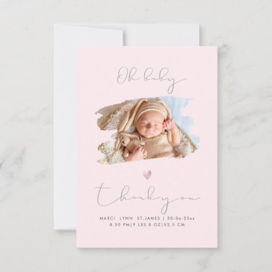 PixDezines Oh Baby shower Dank u voor uw DIY kleur Bedankkaart (Voorkant)