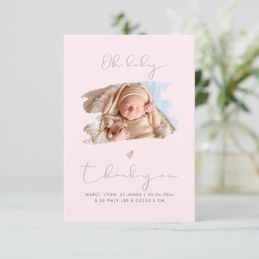 PixDezines Oh Baby shower Dank u voor uw DIY kleur Bedankkaart (Staand voorkant)
